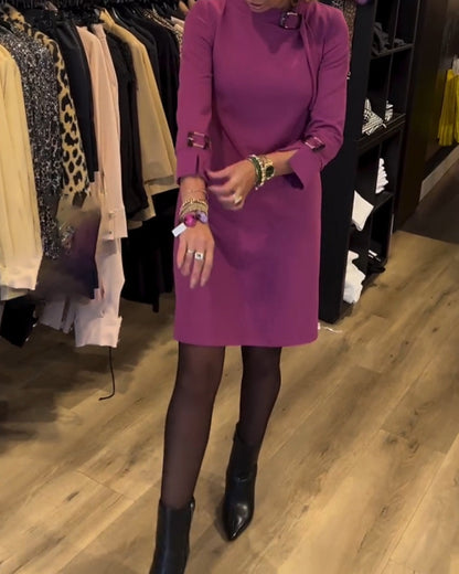 Elegantes Sommerkleid Rundhals Ausschnitt - IdealeKleiden