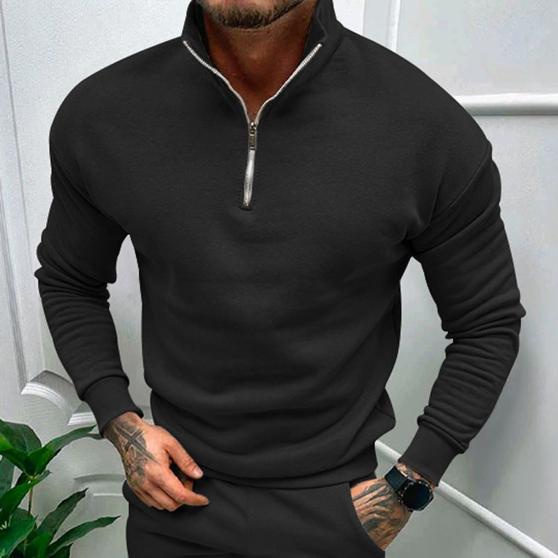 Pulls élégants pour homme, col montant, demi-zip
