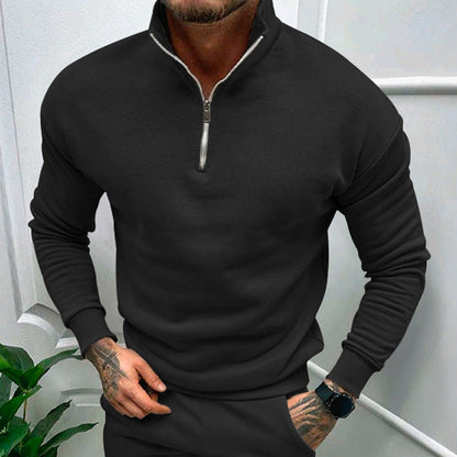 Pulls élégants pour homme, col montant, demi-zip