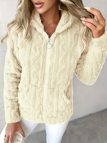 Pull classique à manches longues avec capuche et fermeture éclair