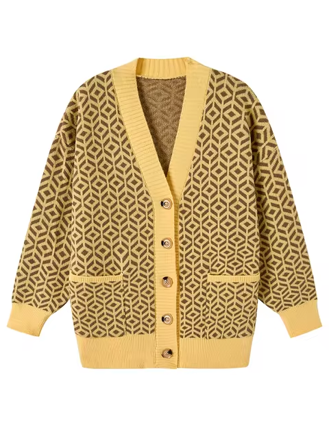 Gilet en maille stylé Motif géométrique Boutons