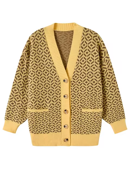 Gilet en maille stylé Motif géométrique Boutons