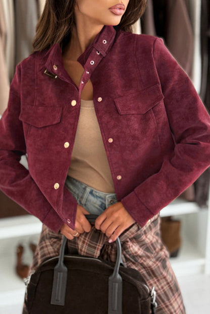 Veste Élégante À Manches Longues Boutonnée Pour Femmes