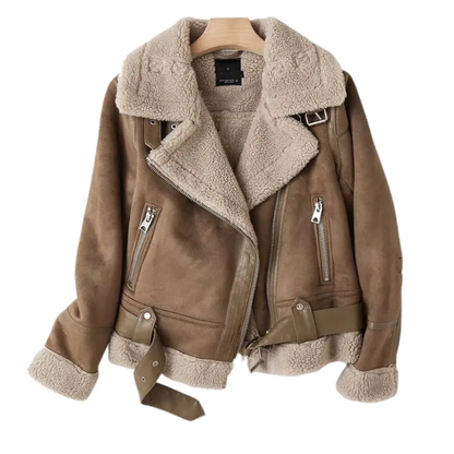 Blouson en cuir suédé tendance pour femme