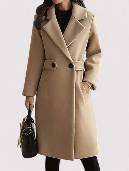 Manteau d'hiver chaud pour femme en laine avec ceinture