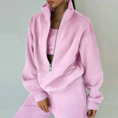 Survêtement de sport femme avec fermeture éclair, sweat-shirt et pantalon