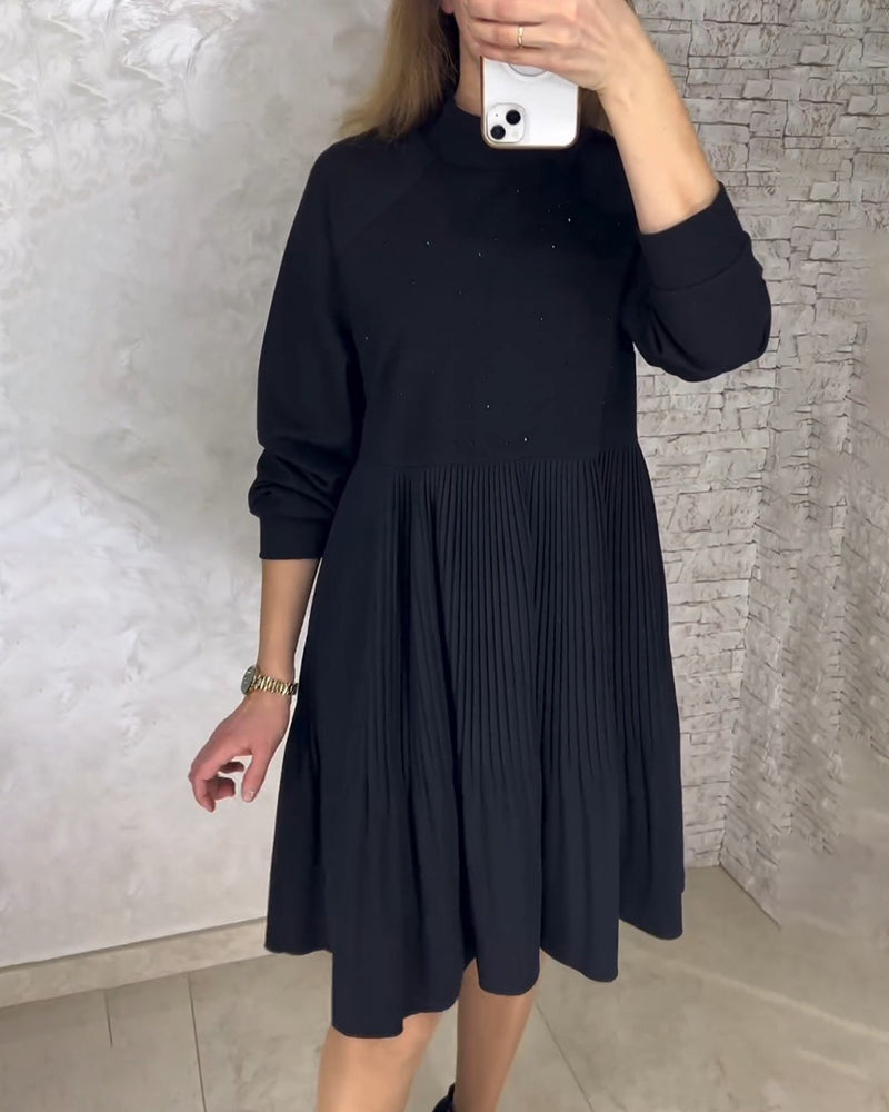 Robe plissée élégante Col montant Robe femme