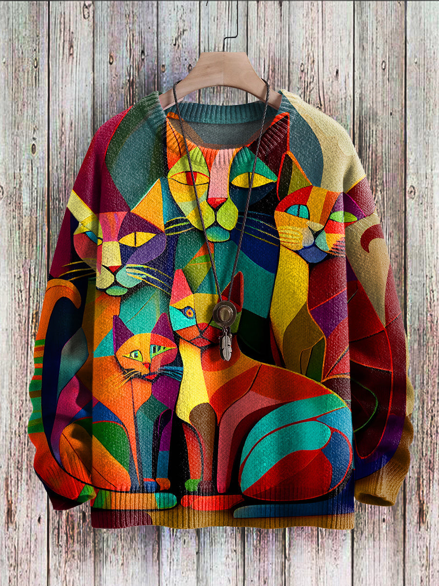 Katzenpullover Damen Fröhlich Farben - IdealeKleiden