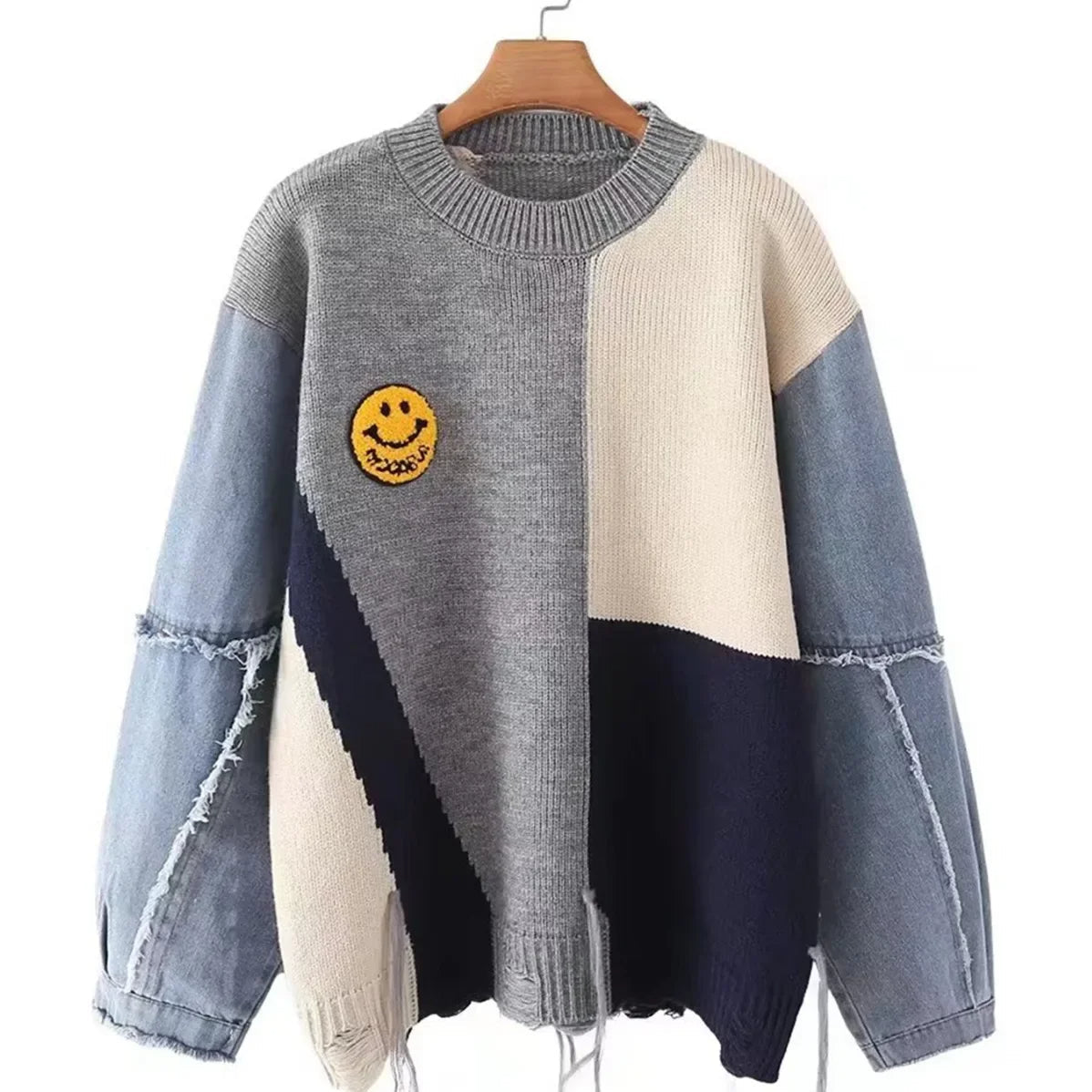Pulls multicolores pour femmes style patchwork