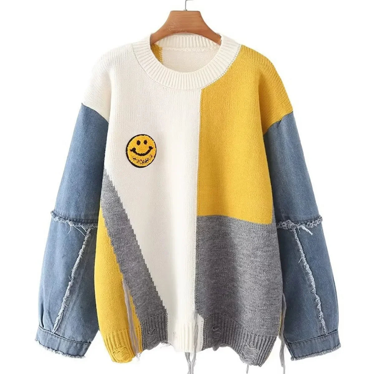 Pulls multicolores pour femmes style patchwork