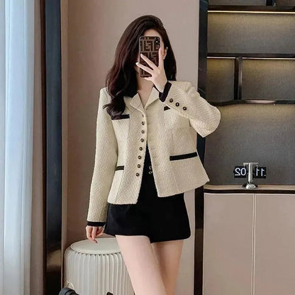 Veste chic en tweed pour femme avec double poche