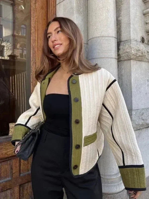 Manteau matelassé élégant pour femmes - motif patchwork