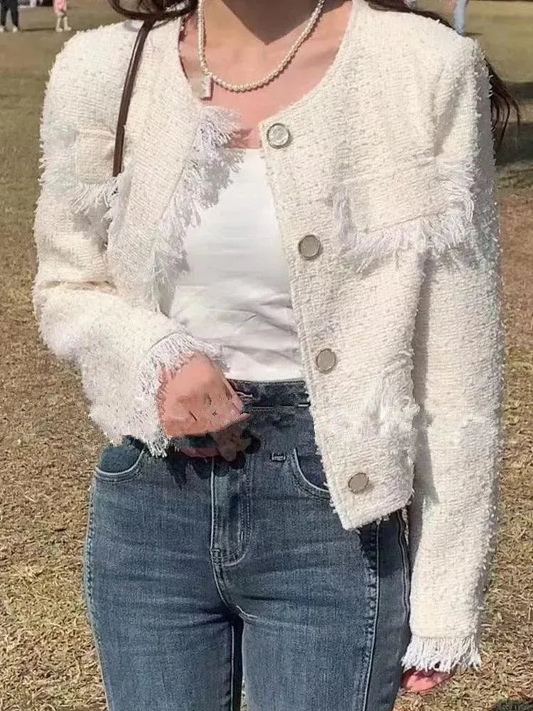 Stilvolle Damenjacke Tweed Modern Chic - IdealeKleiden