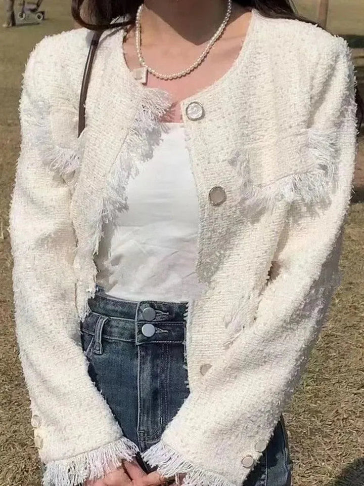 Veste pour femme élégante en tweed, style chic et moderne