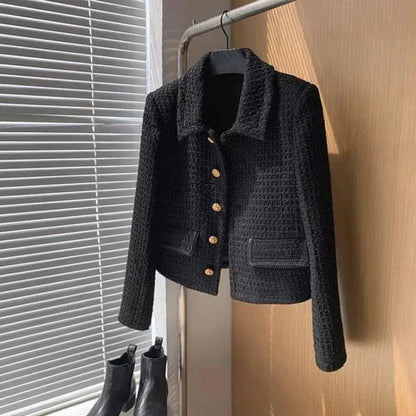 Veste femme élégante en tweed vintage coupe courte