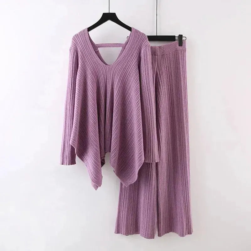 Ensemble pull femme jaune deux pièces décontracté