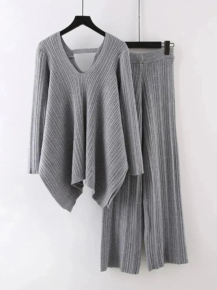 Ensemble pull femme jaune deux pièces décontracté