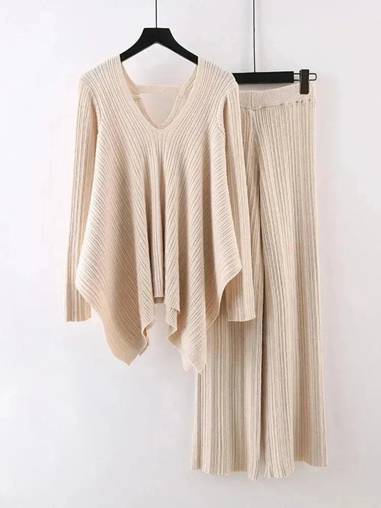 Ensemble pull femme jaune deux pièces décontracté