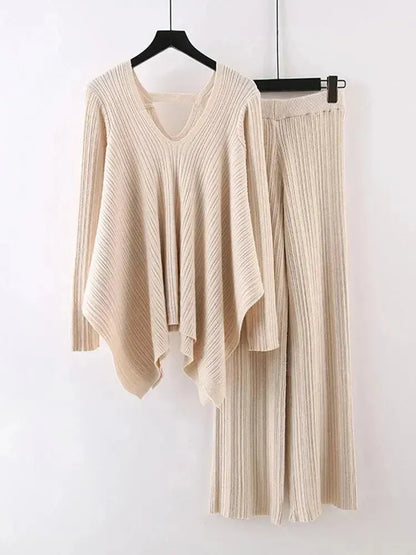 Ensemble pull femme jaune deux pièces décontracté