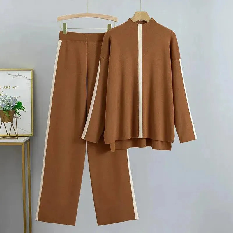 Ensemble tailleur-pantalon bicolore moderne pour femme