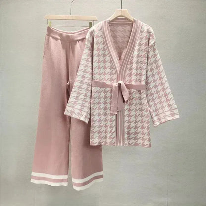 Ensemble deux pièces géométrique à col en V pour femme