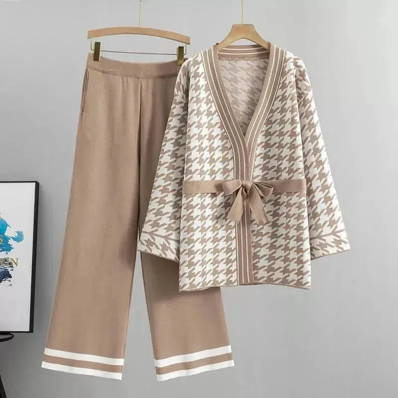 Ensemble deux pièces géométrique à col en V pour femme