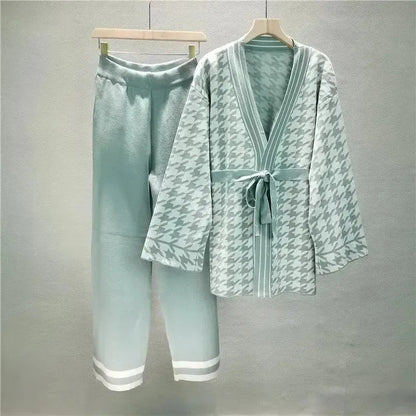 Ensemble deux pièces géométrique à col en V pour femme