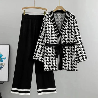 Frauen Zweiteiler Set Geometrisch V-Ausschnitt Kleid - IdealeKleiden