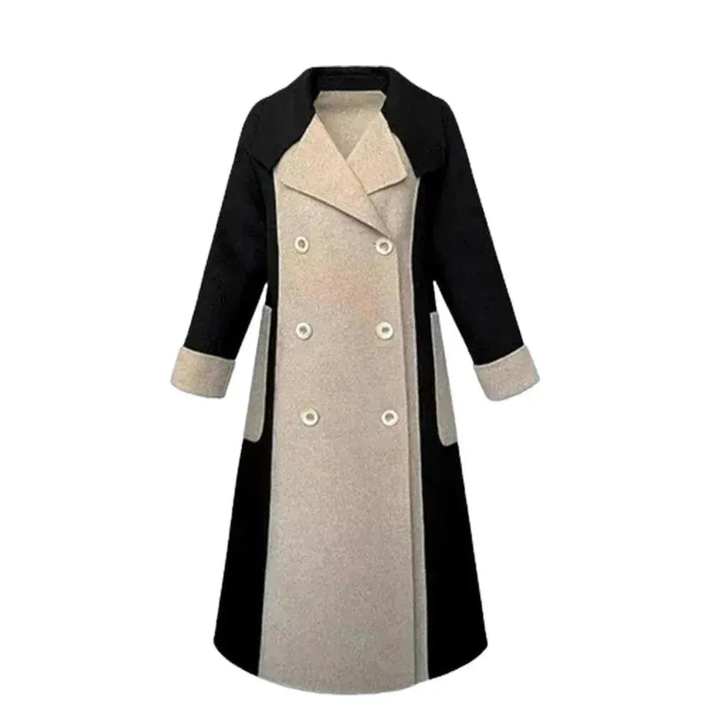 Trench-coat élégant en laine mélangée pour femme