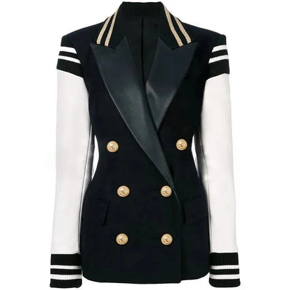 Blazer en cuir élégant pour femme avec motif patchwork