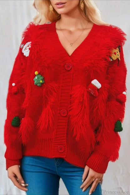 Pull de Noël en polaire de vison effet 3D