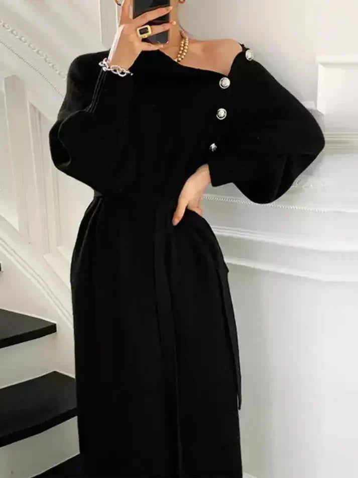 Robe pull confortable pour femme avec ceinture