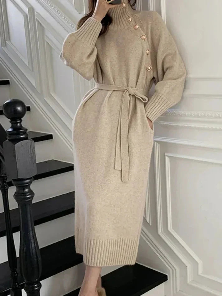Robe pull confortable pour femme avec ceinture