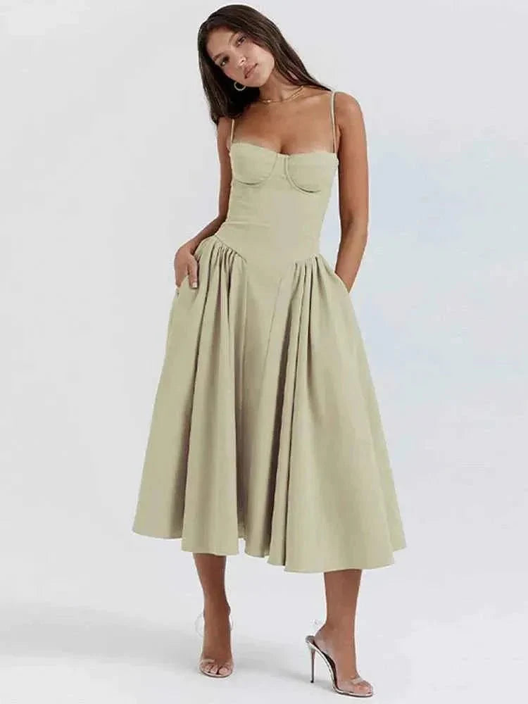 Élégante robe midi avec corsage et jupe