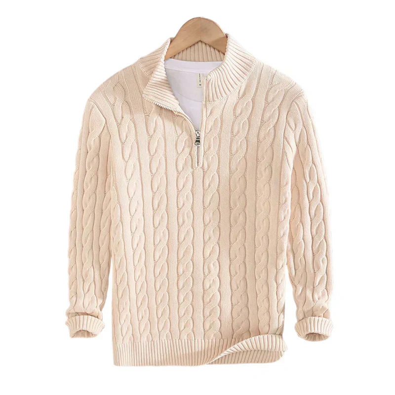 Pull à torsades élégant homme style classique