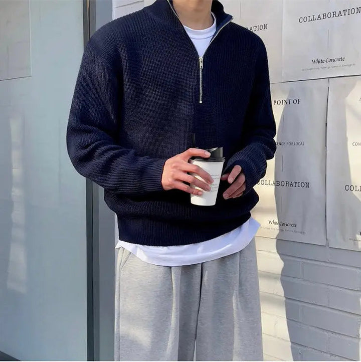 Pull élégant pour homme - Classique - Col zippé