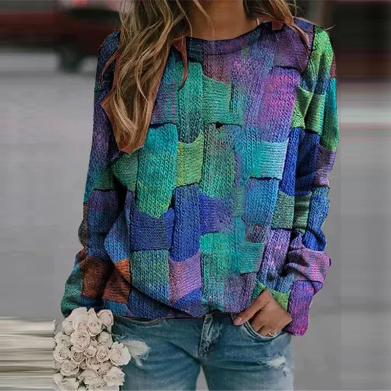 Farbenfroher Damen Pullover Bunt - IdealeKleiden