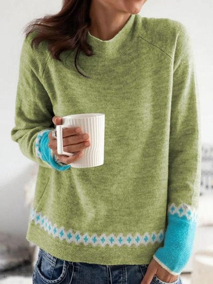 Pull-over doux vert confortable pour femme