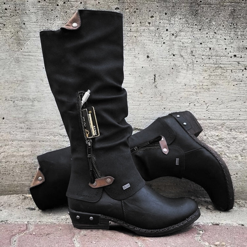 Bottes pratiques femme confortables avec sac de voyage