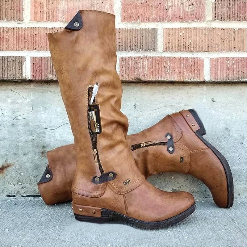 Bottes pratiques femme confortables avec sac de voyage