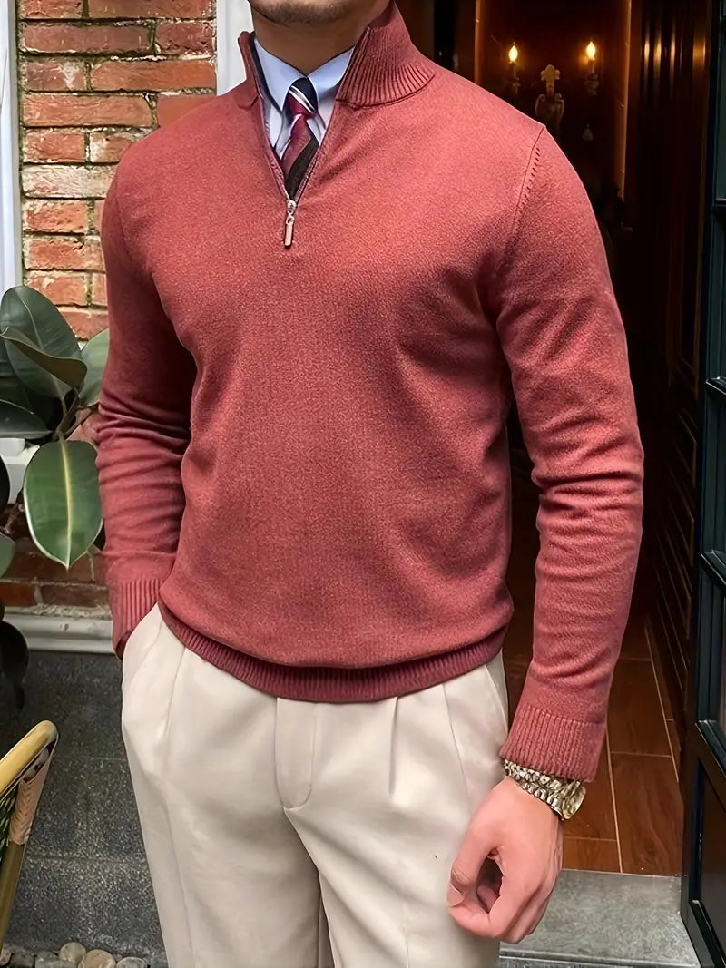 Pull homme confortable avec demi-zip moderne