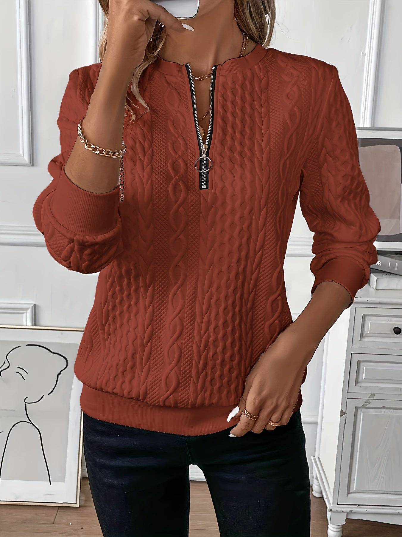 Pull pour femme Confortable Fermeture éclair