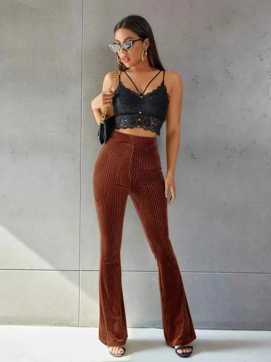 Pantalon en velours côtelé confortable Coupe évasée