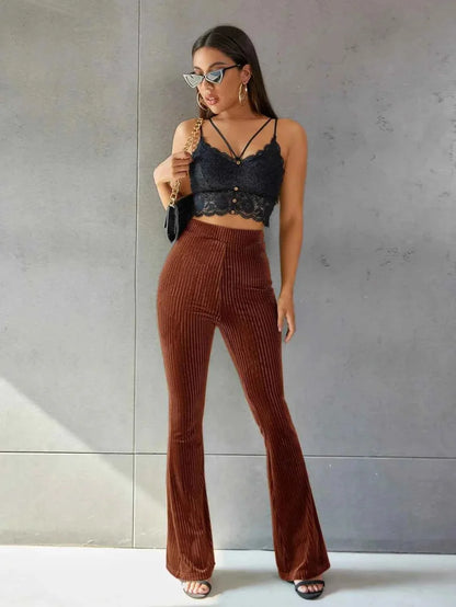 Pantalon en velours côtelé confortable Coupe évasée