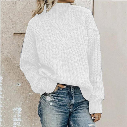 Pull en maille confortable col roulé chaud