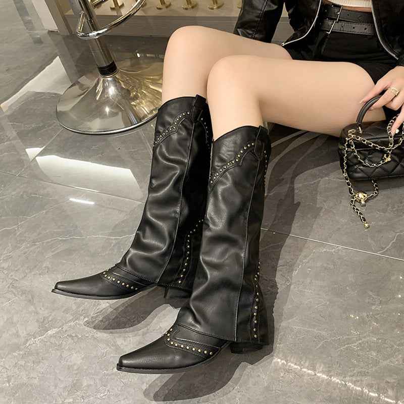 Bottes femme hauteur genou style western