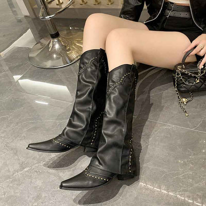 Bottes femme hauteur genou style western