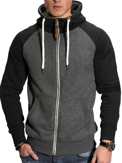 Pull Homme Manches Longues Capuche Fermeture Éclair