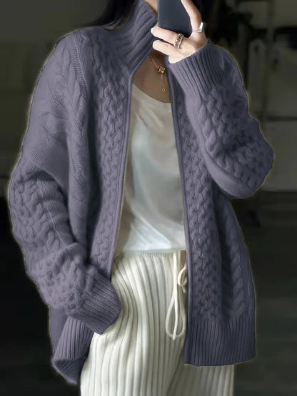 Cardigan classique zippé avec col montant