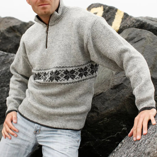 Herren Pullover Viertelreißverschluss Warm Elegant - IdealeKleiden